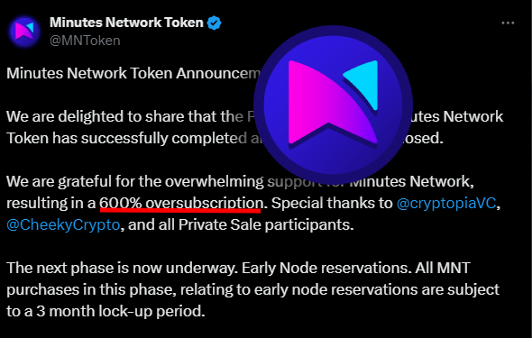 Erfolgreicher Privatverkauf des Minutes Network Token: Ein Zeichen für das Vertrauen der Anleger Erfolgreicher Privatverkauf des Minutes Network Token: Ein Zeichen für das